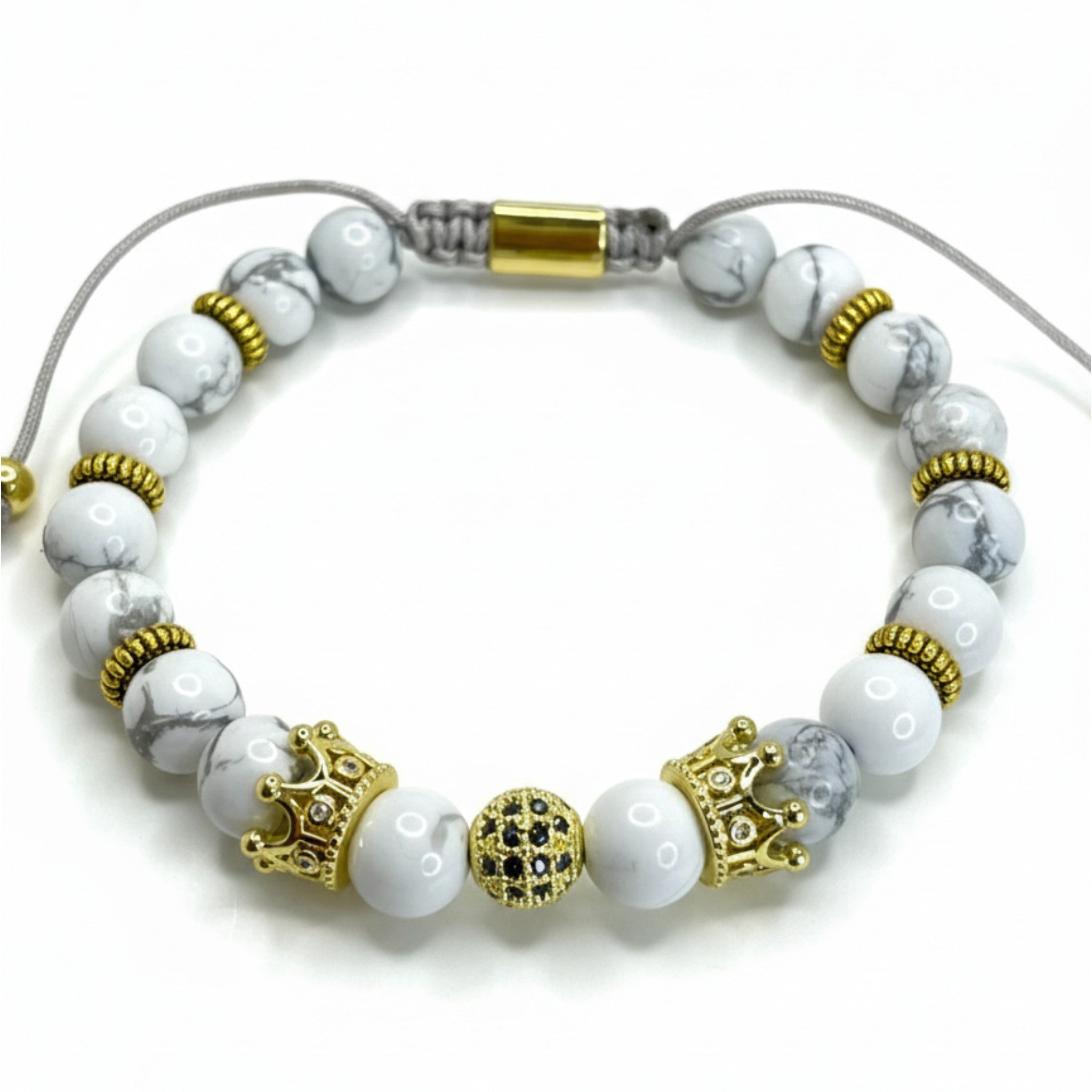 Pulsera de cuentas howlita natural, accesorios krv para hombre. Envio gratis a toda Colombia disponible