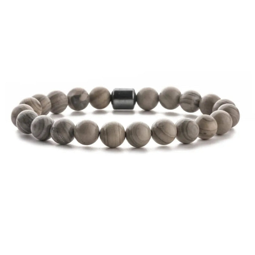 Pulsera de Jaspe Gris para hombre | KRV Accesorios. Envío gratis y pago contraentrega desde barranquilla a toda Colombia.