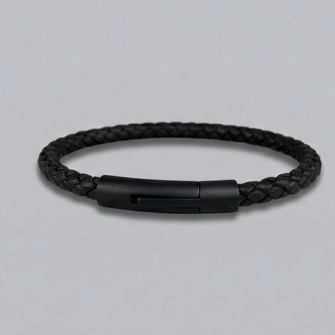 Pulsera de cuero natural 5 mm: Negro