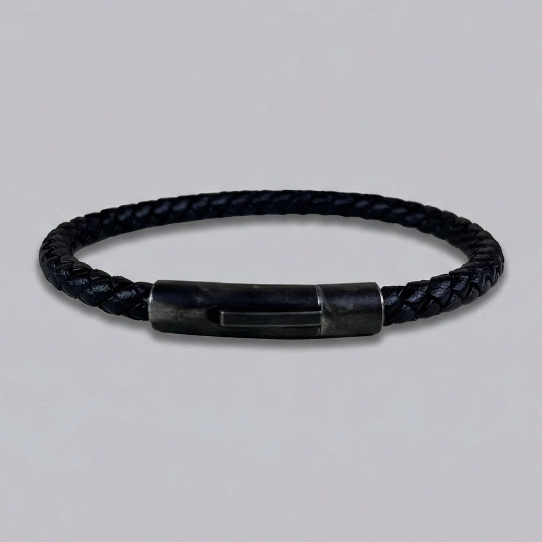 Pulsera de cuero natural 5 mm: Negro