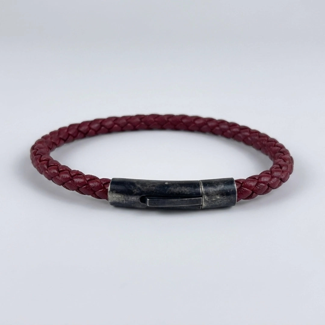 Pulsera de cuero natural 5 mm: Vinotinto