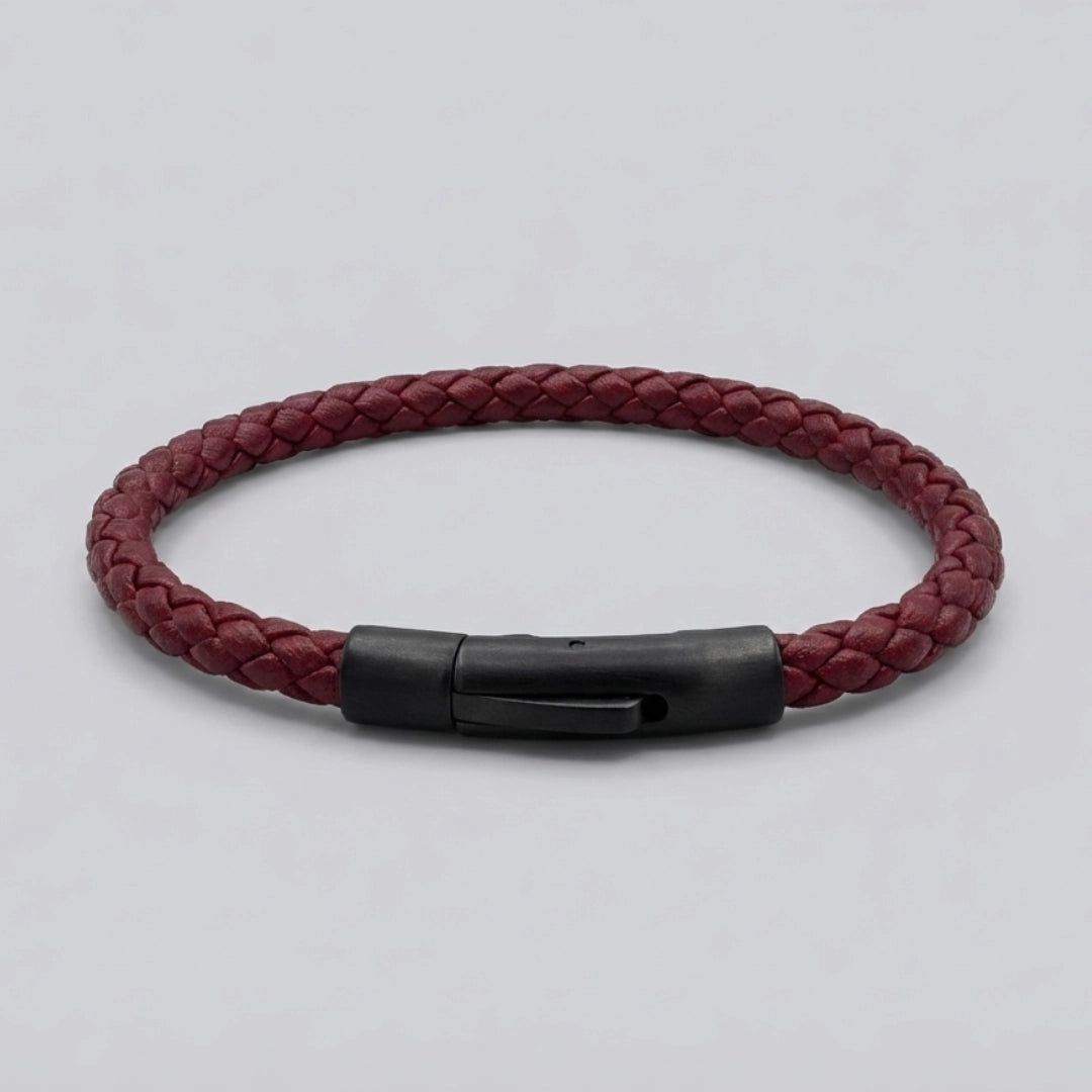 Pulsera de cuero natural 5 mm: Vinotinto