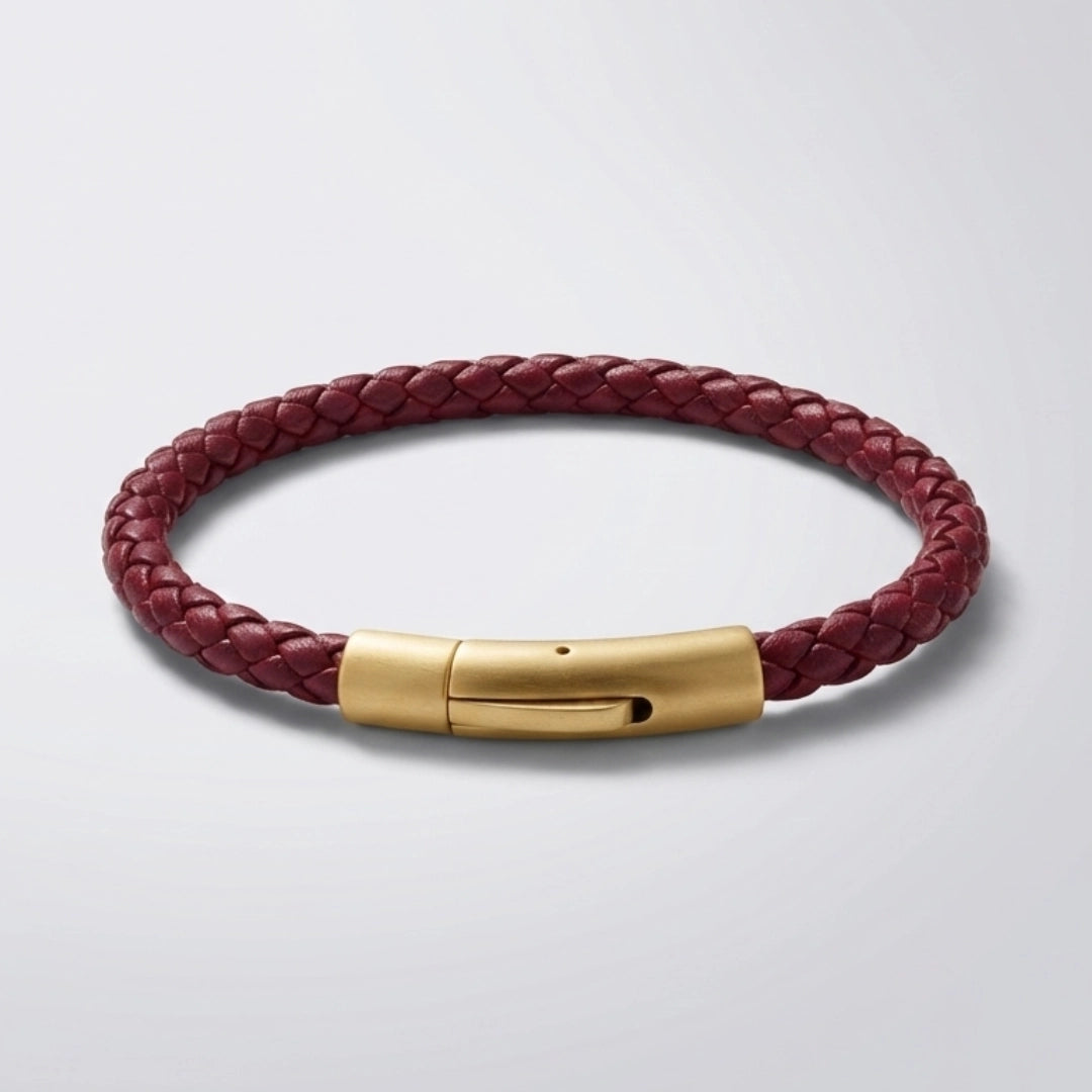Pulsera de cuero natural 5 mm: Vinotinto