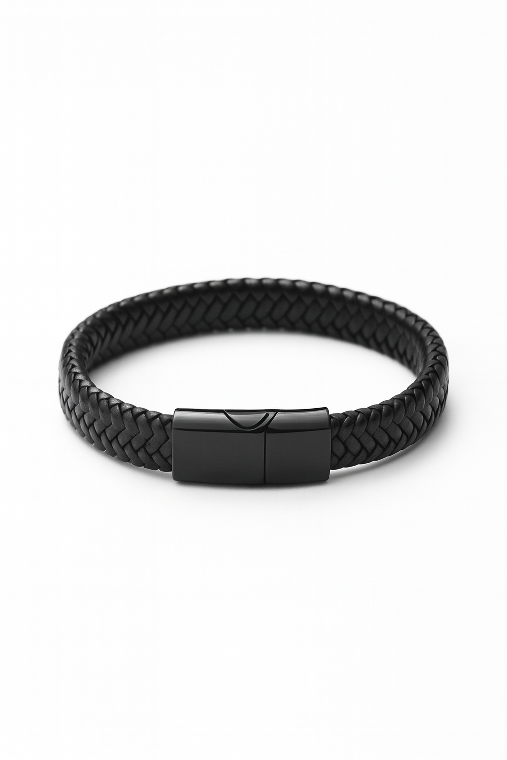 Pulsera de Cuero Trenzado Negro para Hombre – Elegante, Resistente y con Cierre Magnético
