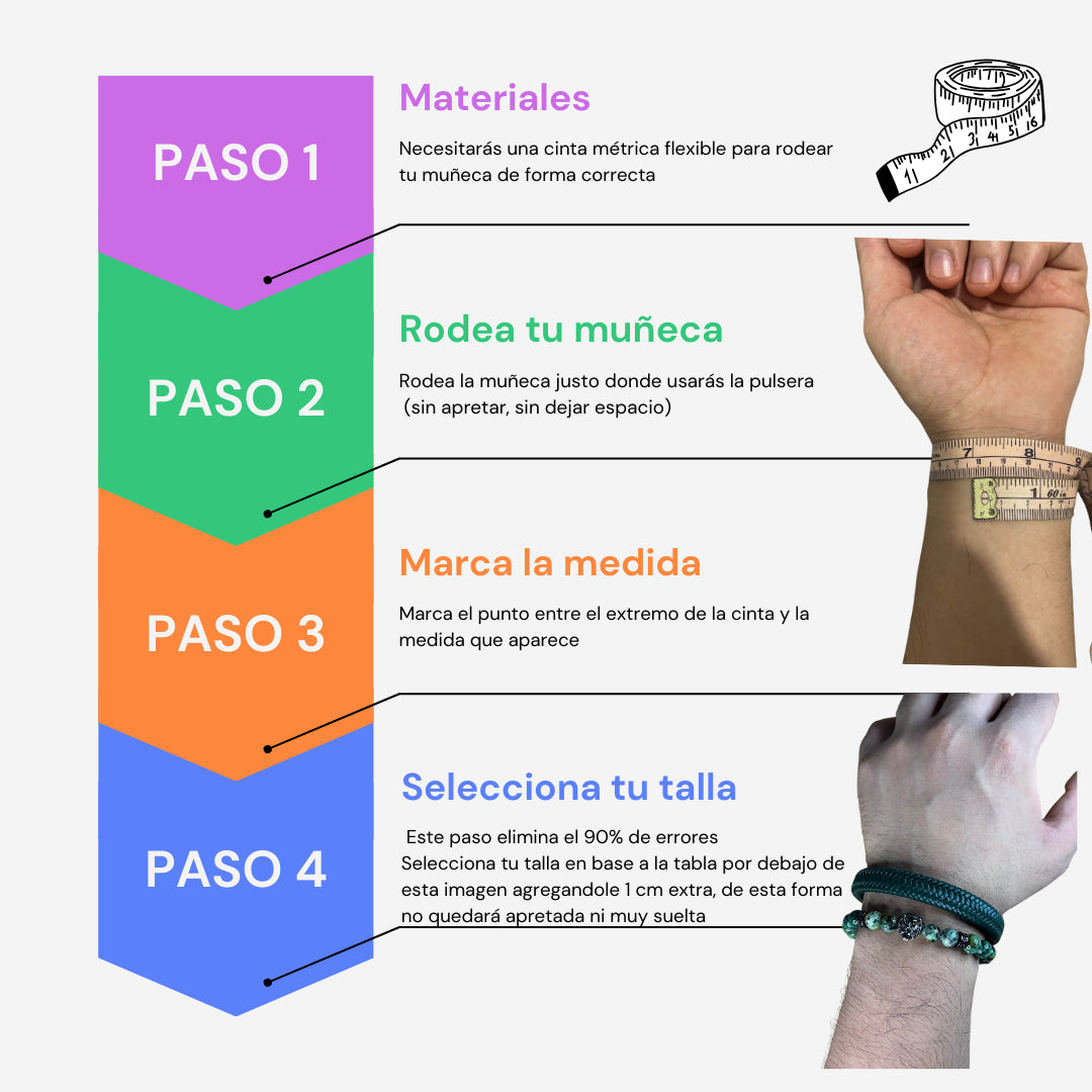 Guia de tallas para el uso correcto de pulseras para hombre, accesorios que queden de forma correcta 