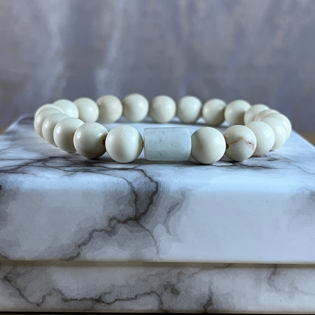 Pulsera natural CERÁMICA BLANCA 8mm
