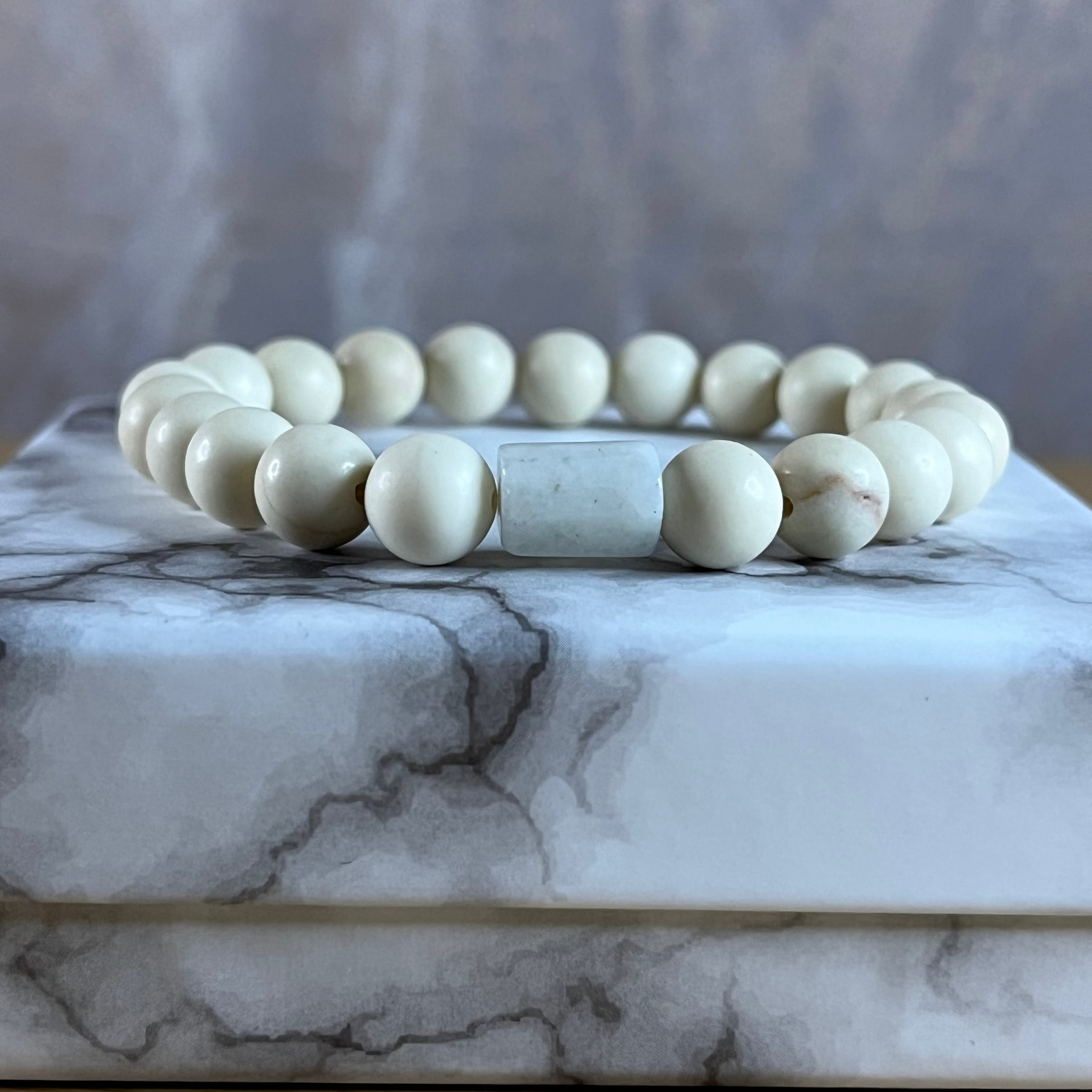 Pulsera natural CERÁMICA BLANCA 8mm