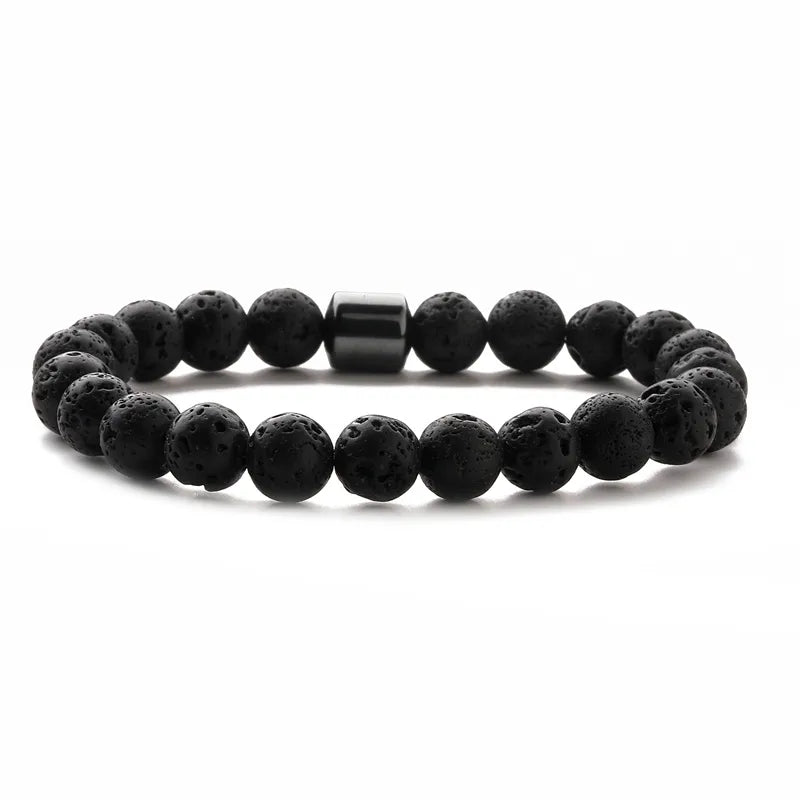 Pulsera de Piedra Volcánica para Hombre – Diseño Ajustable y Elegante