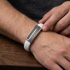 Pulsera de cuero blanco, para hombre, simbología greek key 