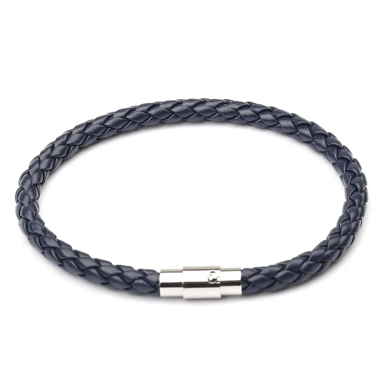 Pulsera de Cuero Trenzado para Hombre – Diseño Delgado y Elegante