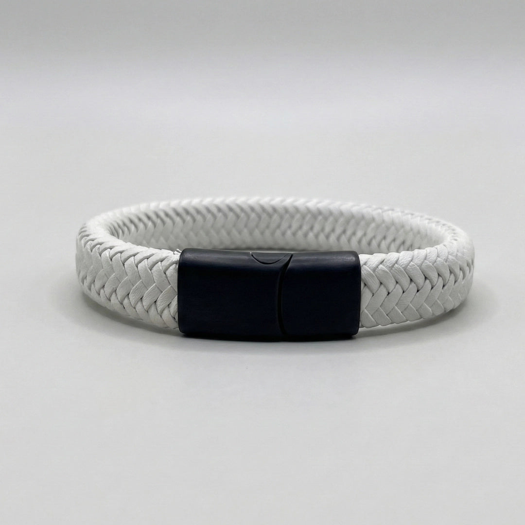 Pulsera de cuero genuino: Blanco frío