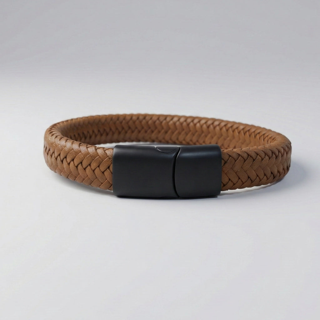 Pulsera de cuero trenzado: Café