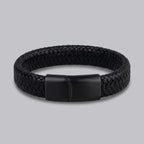 PULSERA CUERO trenzado: NEGRO