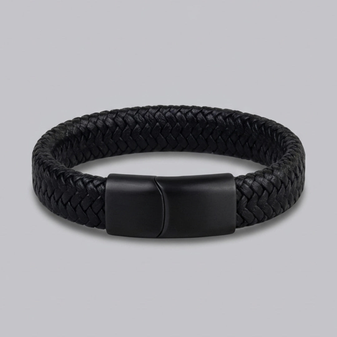 PULSERA CUERO GENUINO: NEGRO
