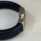 PULSERA CUERO trenzado: NEGRO