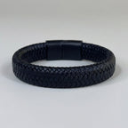 PULSERA CUERO trenzado: NEGRO