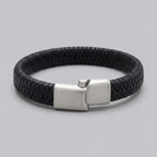 PULSERA CUERO trenzado: NEGRO
