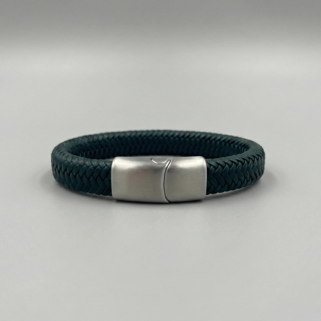 Pulsera de cuero genuino: VERDE Oscuro