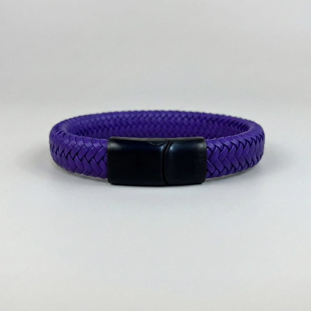 Pulsera de cuero trenzado: Violeta Índigo
