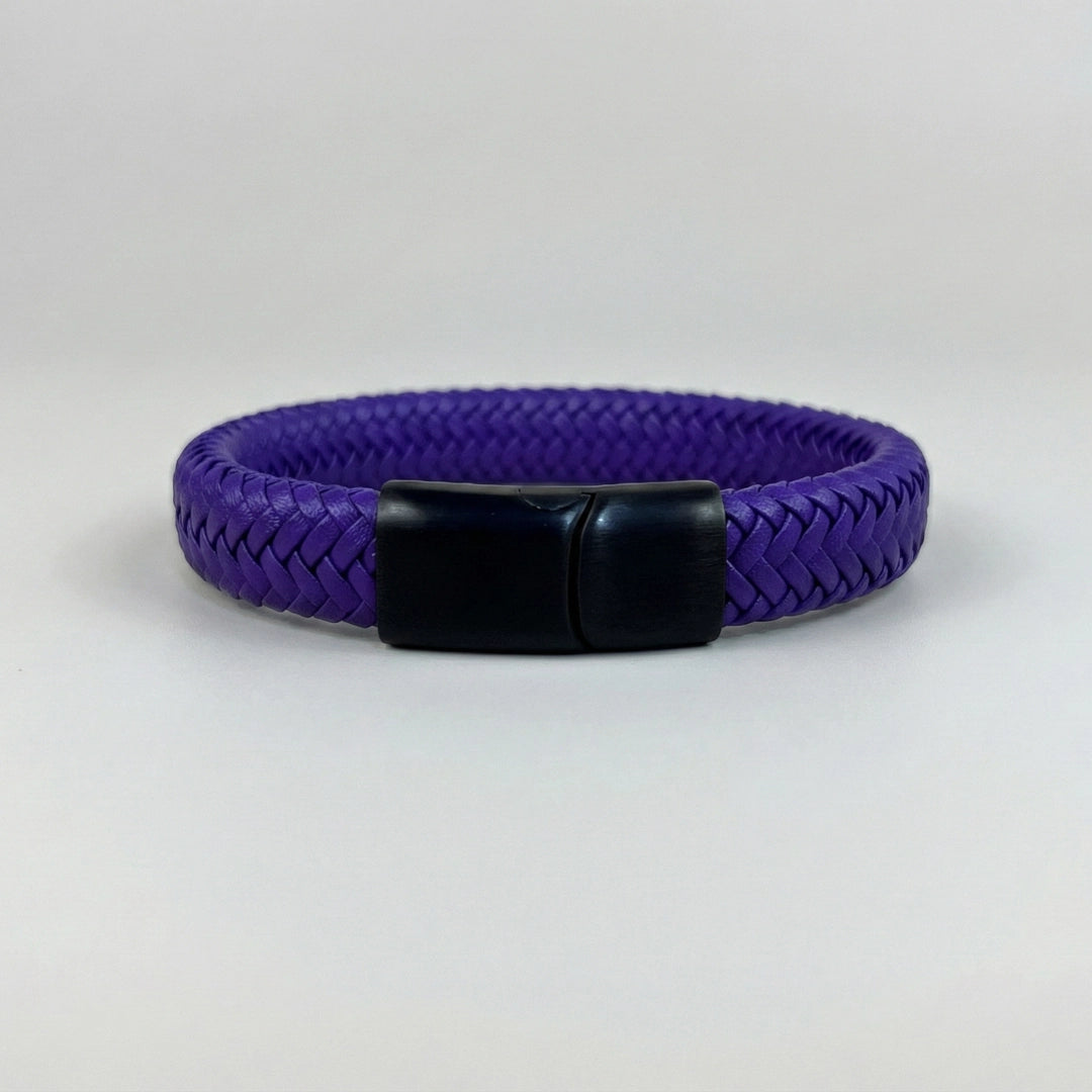 Pulsera de cuero trenzado: Violeta Índigo