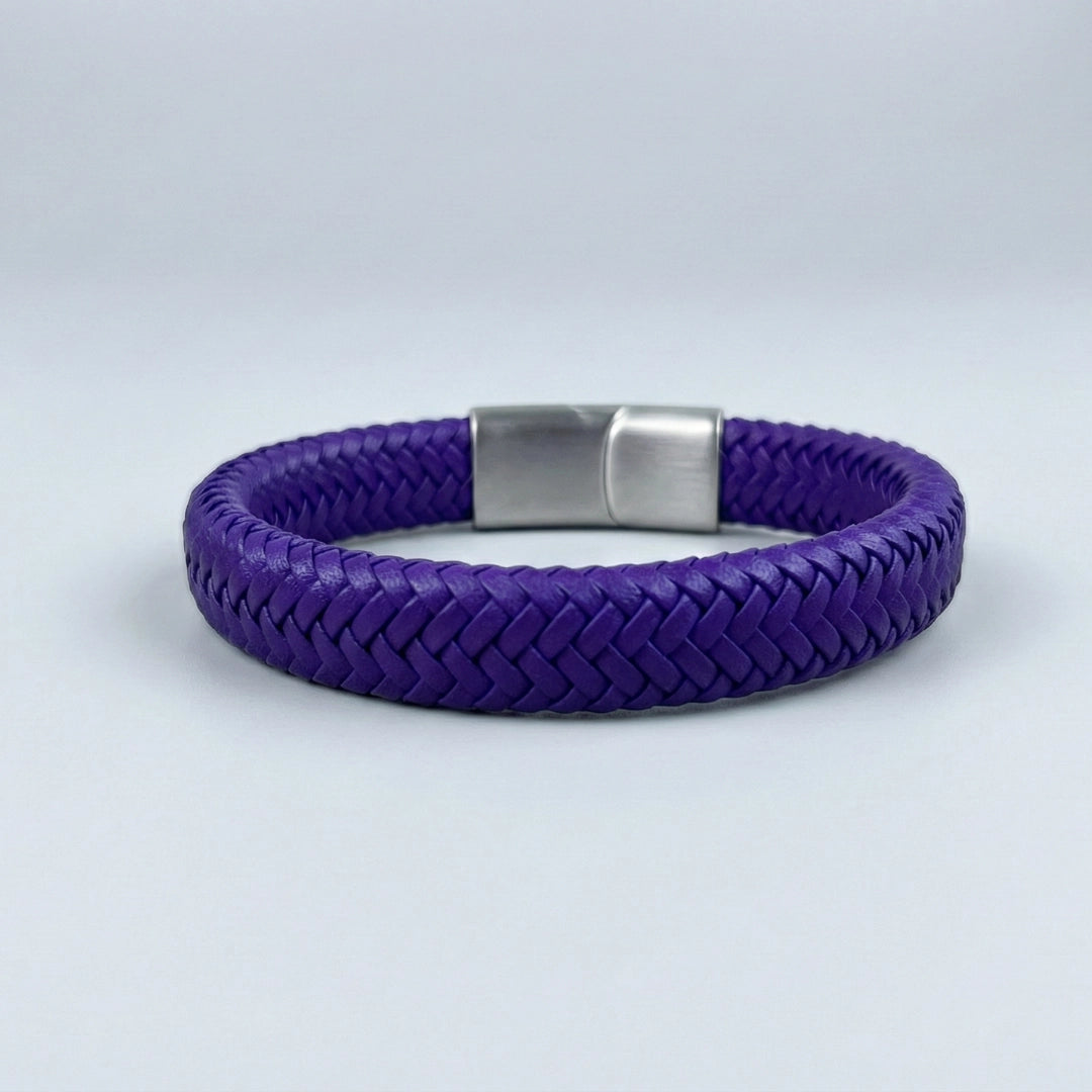 Pulsera de cuero trenzado: Violeta Índigo