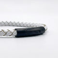 Pulsera cuero blanco efecto bitono envejecido vista completa