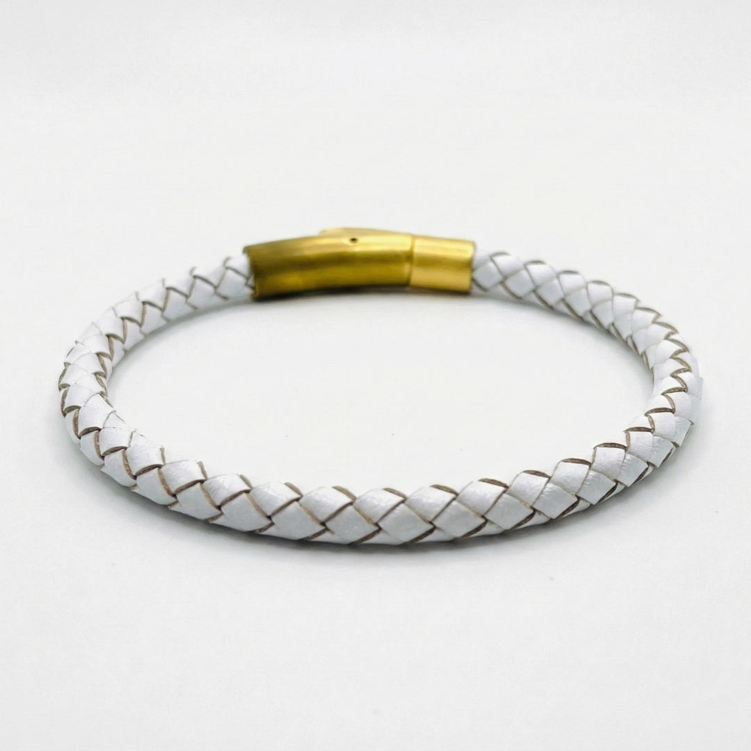 Pulsera Trenzada Curado: Blanco 5mm