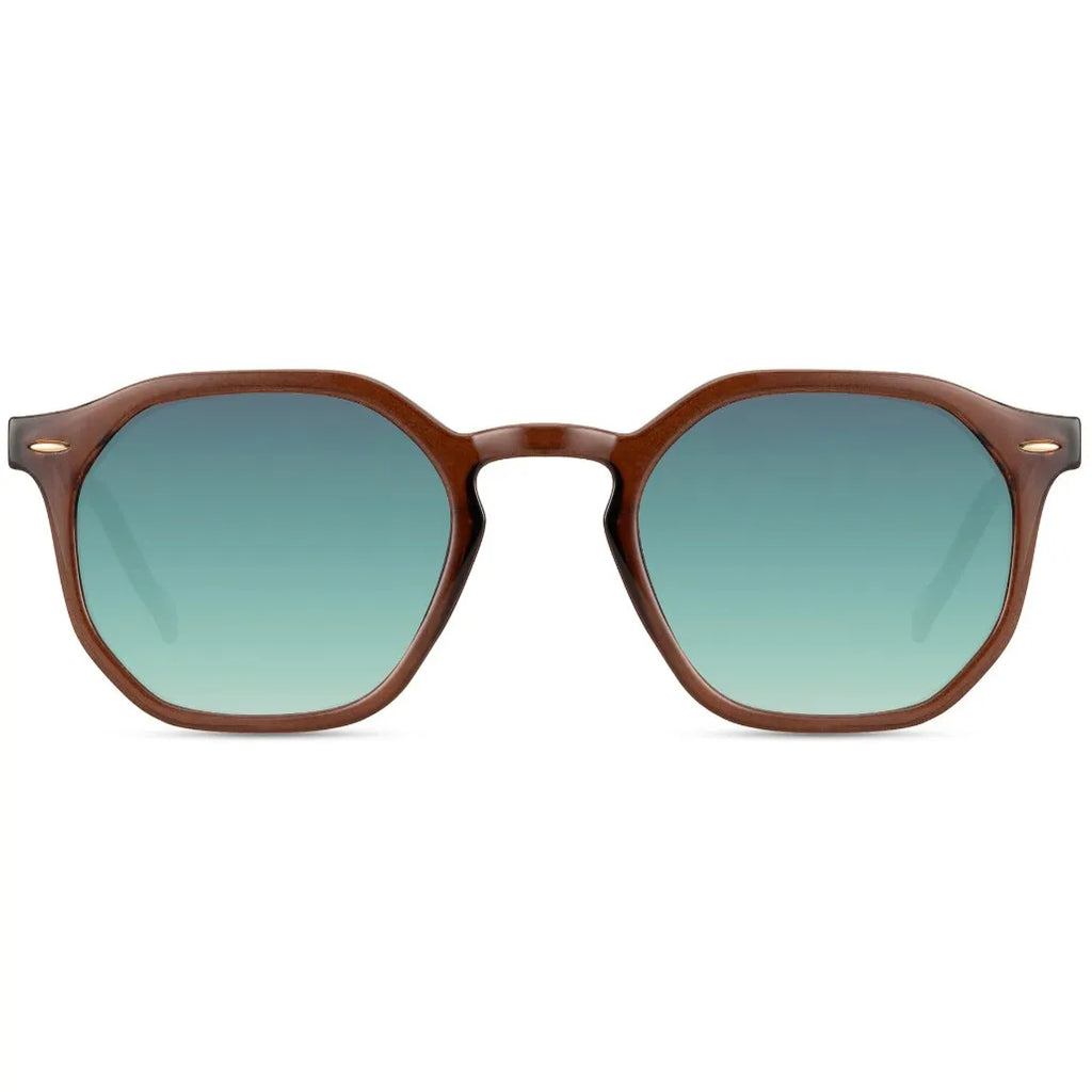 Gafas de sol marrón para hombre con lentes verde degradado y protección UV