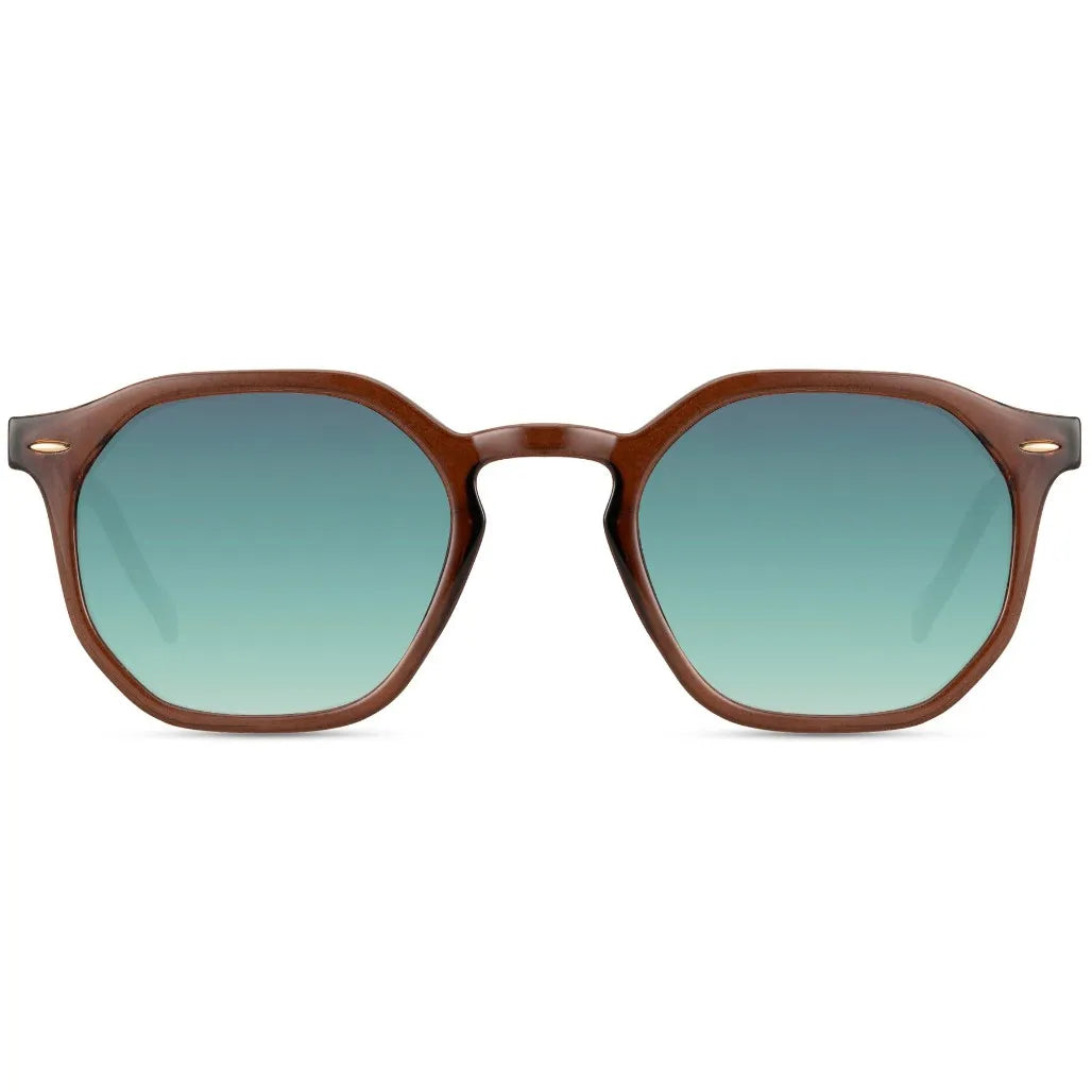 Gafas de sol marrón para hombre con lentes verde degradado y protección UV