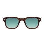 Gafas de sol marrón con lentes verdes y protección UV 100%, montura reciclada