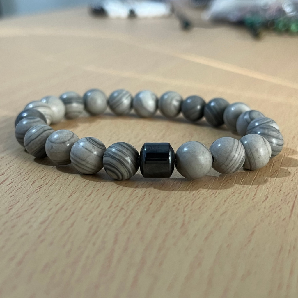 PULSERA JASPE GRIS