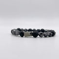 Pulsera Eclipse — Labradorita Facetada y Piedra Volcánica