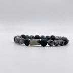 Pulsera Eclipse — Labradorita Facetada y Piedra Volcánica