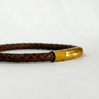 Pulsera de cuero trenzado 5 mm: Marrón oscuro