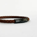 Pulsera de Cuero Trenzado Marrón oscuro — 5mm