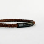 Pulsera de cuero trenzado 5 mm: Marrón oscuro