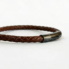 Pulsera de cuero trenzado 5 mm: Marrón oscuro