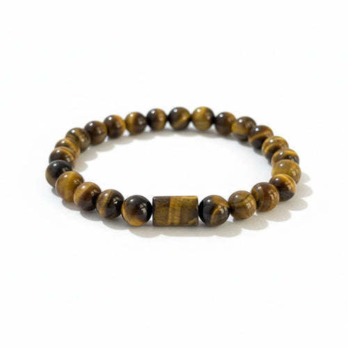 Pulsera masculina con piedras tallada a mano natural de ojo de gato