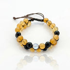 Pulsera con nudo en zic zac con piedras cuarzo amarillo para hombre