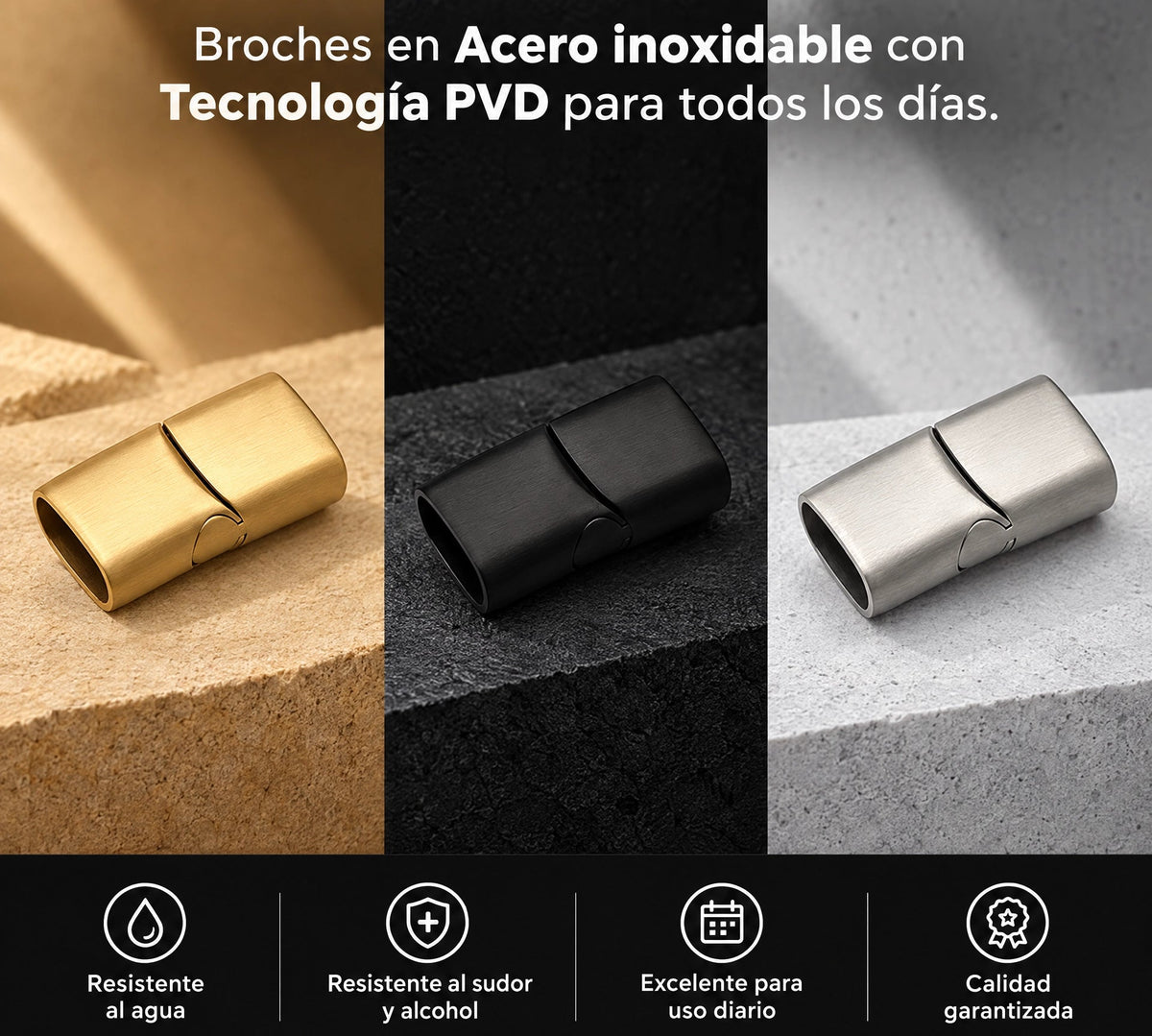 Broches magnéticos con anclaje, diferentes colores disponibles, hechos con acero inoxidable 