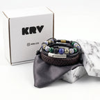 Pack de Pulseras para Hombre: Cuero y Piedras Naturales