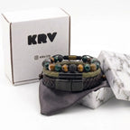 Combo de pulseras de regalo natural para hombre con caja joyería premium