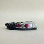 Pulsera de cuero natural de vaca redondo de 5 mm para hombre con broche de acero inoxidable PVD