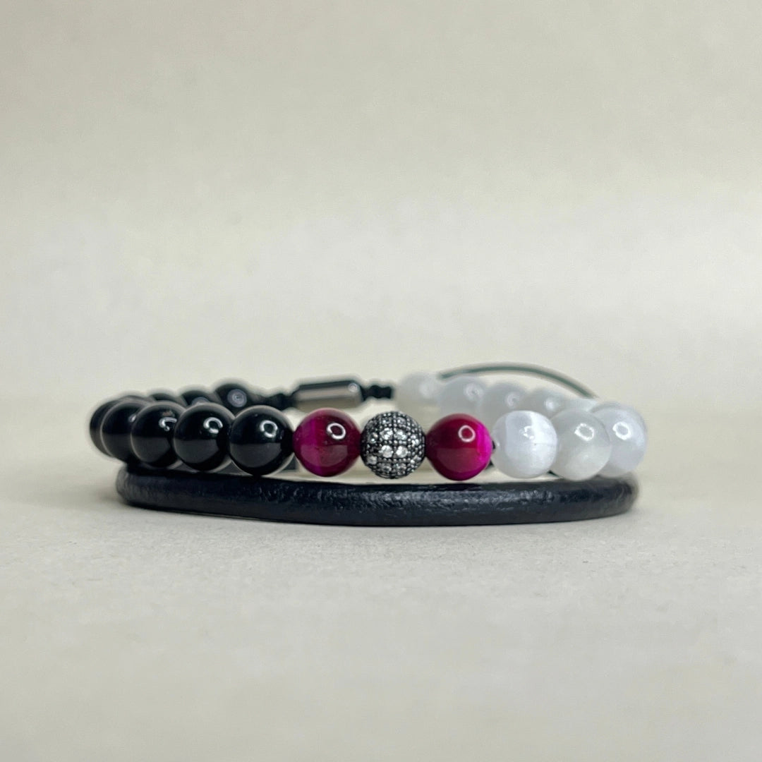 Pulsera de cuero natural de vaca redondo de 5 mm para hombre con broche de acero inoxidable PVD