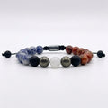 Pulsera hecha a mano con piedras naturales de jaspe multicolor, cordón ajustable, joyería masculina Colombia