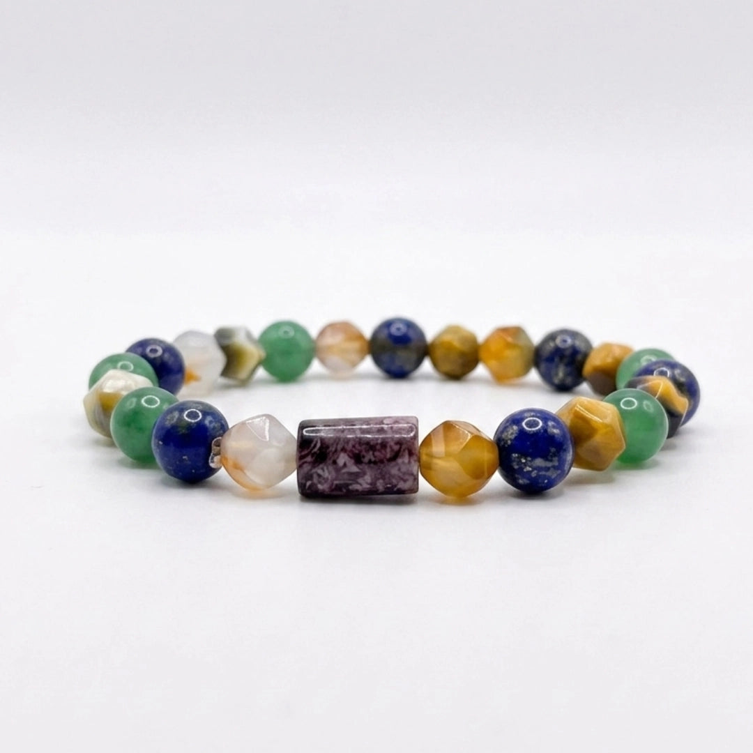 Pulsera Hombre Ágata Pavo Real con Charoita