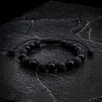 Pulsera Turmalina Negra Natural y Piedra Volcánica