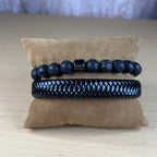 Set de cuero y piedra natural volcánica