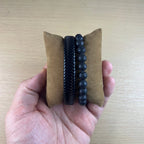 Set de cuero y piedra natural volcánica