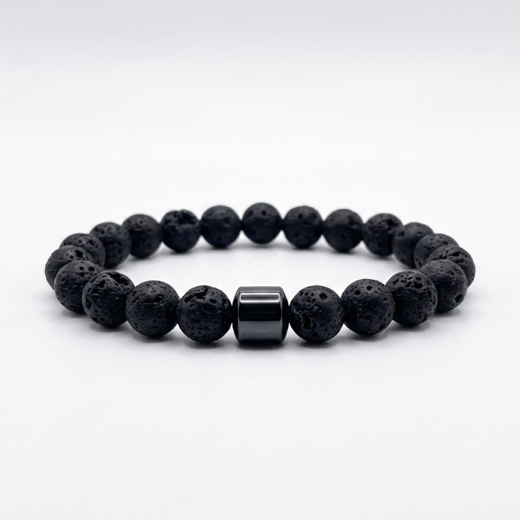 Piedra con separador central de hematita natural 